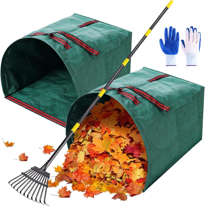 MUDEREK 2 PCS 40 Gallon Leaf Collector - Heavy Collapsible Lawn & Leaf Bags, Leaves Pick up Tool Reusable Yard Waste Bags, Large Yard Dustpan Type Garden Bag for Leaves, Debris, Lawn Trash, Clippings, Grass - Image 1